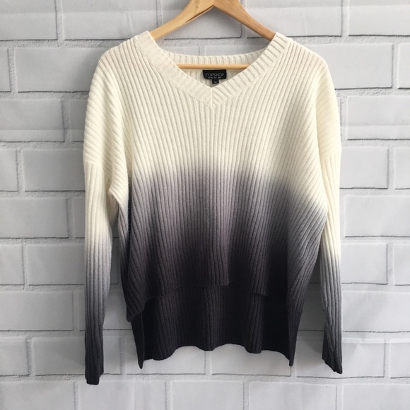 Topshop Sweaters - Topshop Hi-Low V-Neck Dip Dye Ombré Sweater (6)